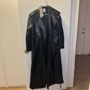Missguided Shiny Black Faux Leather Coat